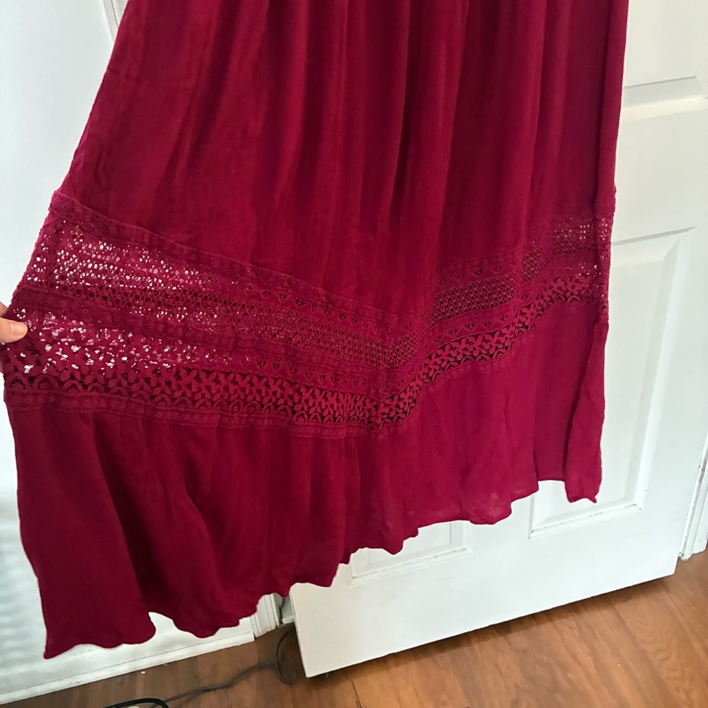 Torrid Burgundy Lace Maxi Dress Size 3 (3X) Wine Red Formal Evening Boho - Picture 6 of 15